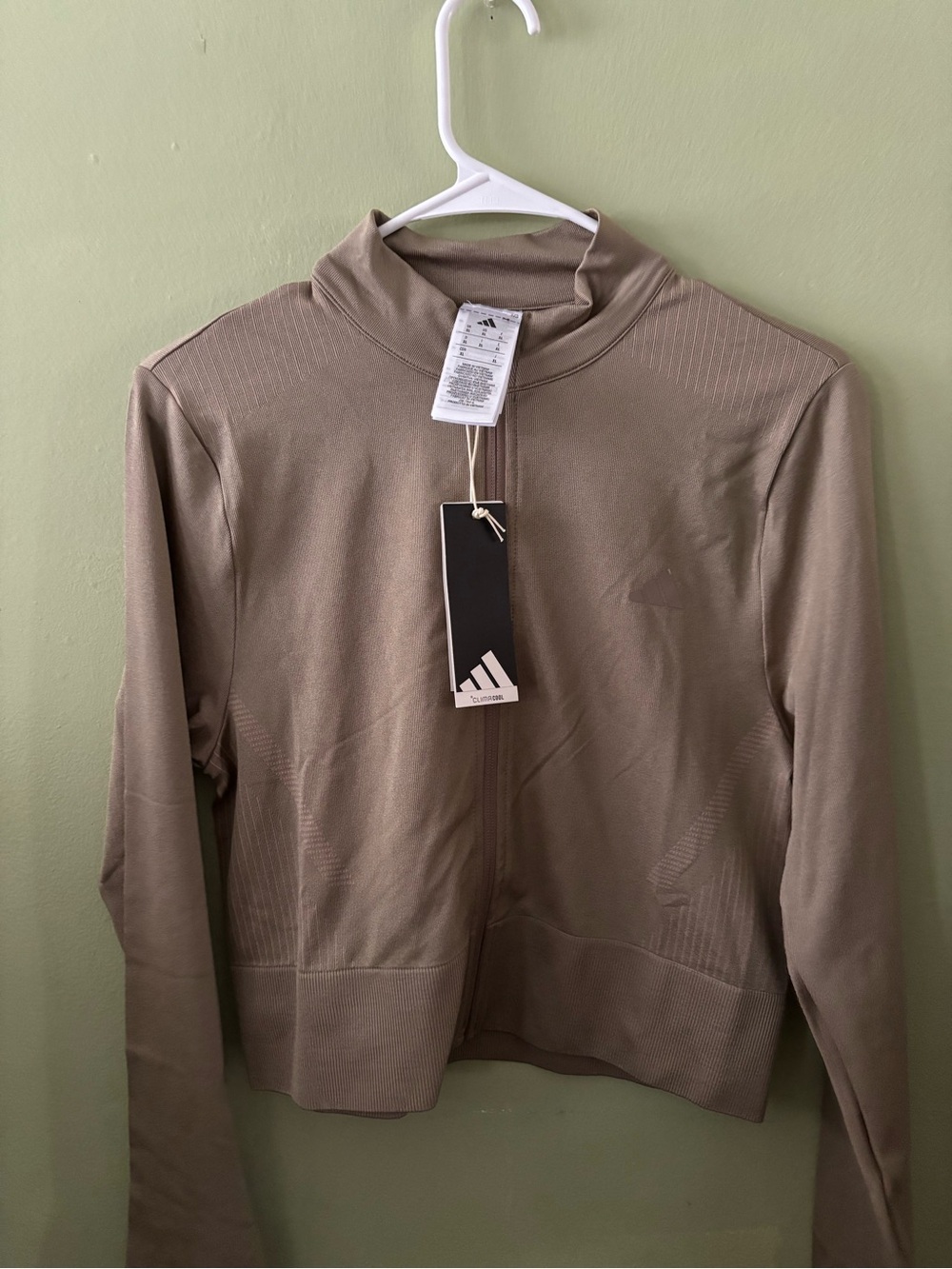 adidas Men’s Olive-Taupe Zip-Up Sweater Jacket